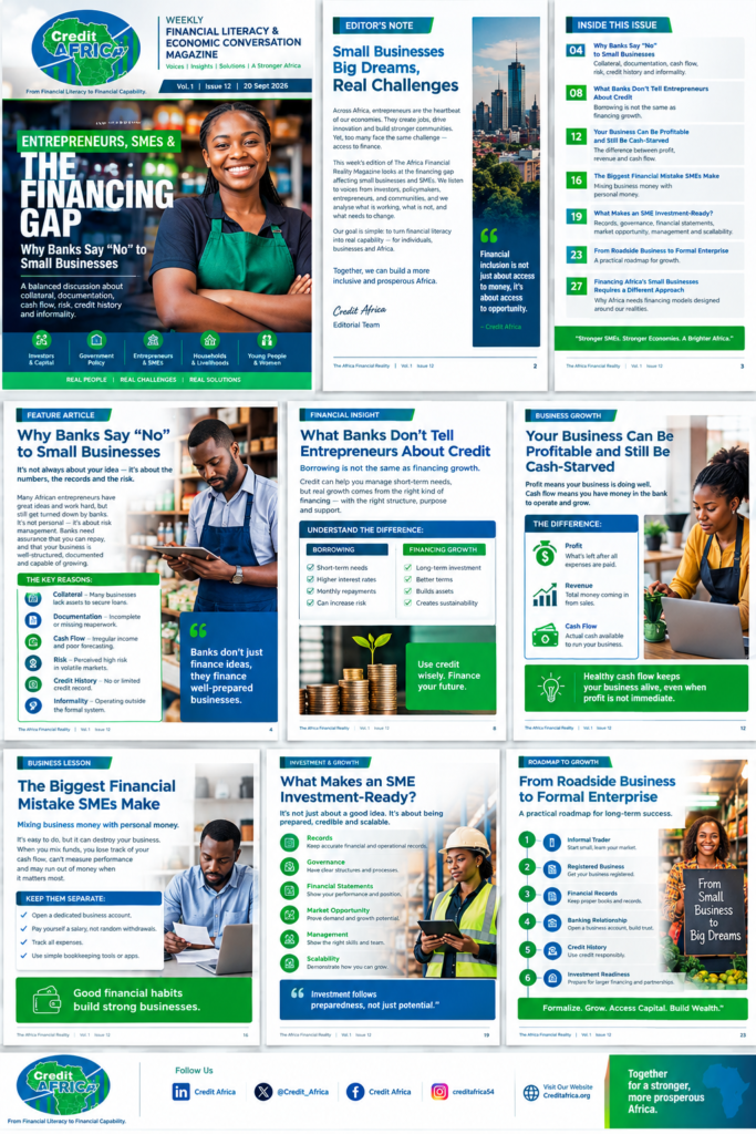 Africa's entrepreneurs are building businesses every day. But what stands between entrepreneurial potential and growth capital? Credit Africa examines the financing gap, financial readiness, cash flow, credit, informality and the future of SME finance.